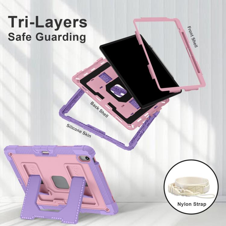 For iPad Air 13 2026 / 2025 / 2024 Big Holder Silicone Hydric PC Tablet Case with Shoulder Strap