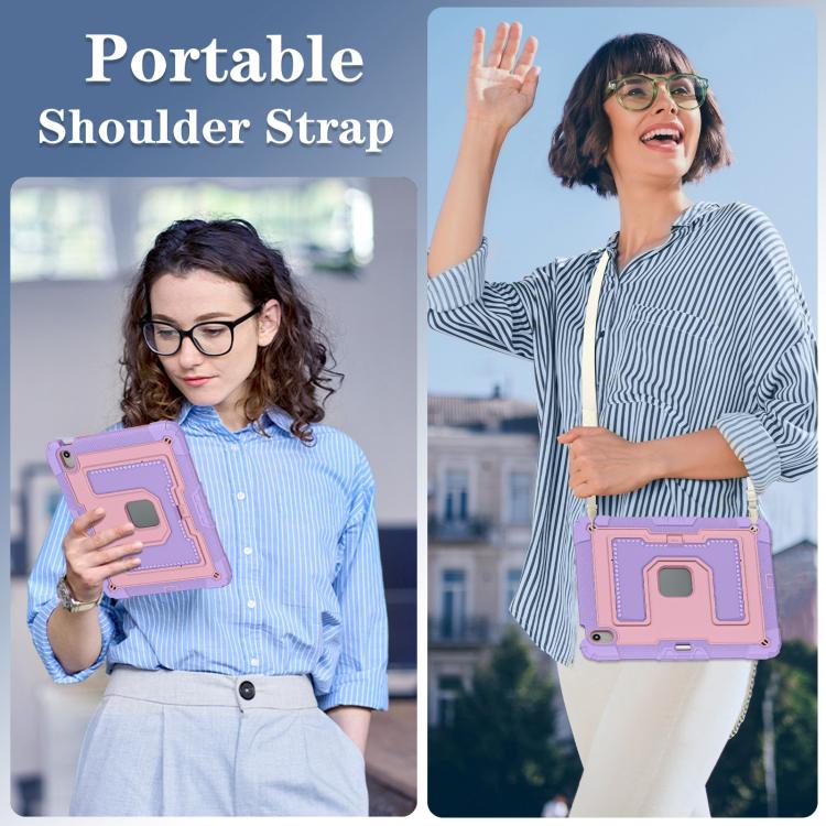 For iPad Air 13 2026 / 2025 / 2024 Big Holder Silicone Hydric PC Tablet Case with Shoulder Strap