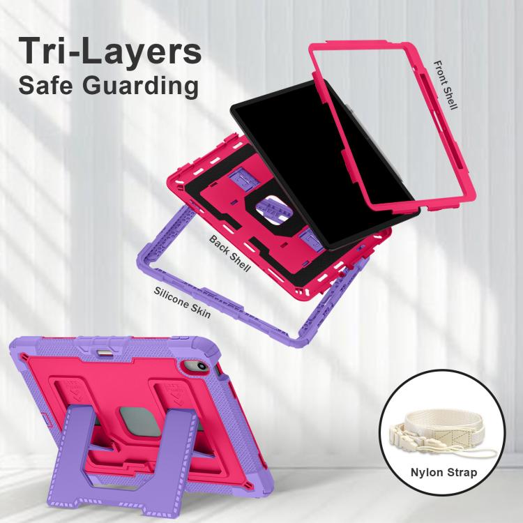 For iPad Air 13 2026 / 2025 / 2024 Big Holder Silicone Hydric PC Tablet Case with Shoulder Strap