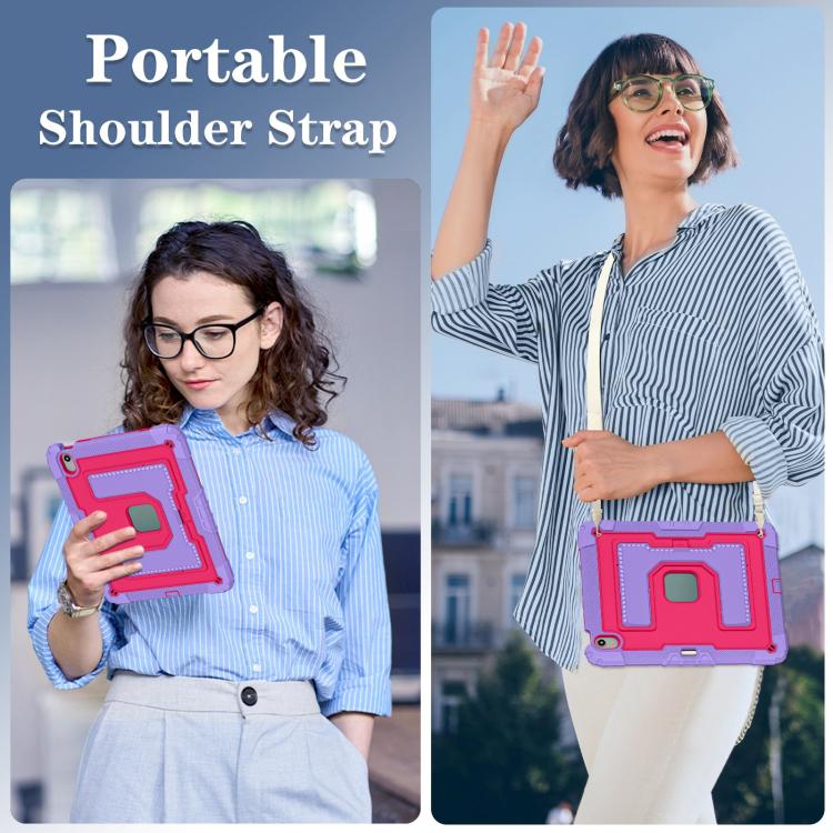 For iPad Air 13 2026 / 2025 / 2024 Big Holder Silicone Hydric PC Tablet Case with Shoulder Strap