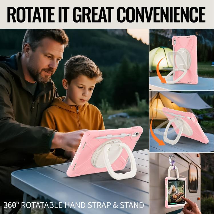For iPad 2025 / 2022 Silicone Hybrid PC Tablet Case with Holder & Shoulder Strap