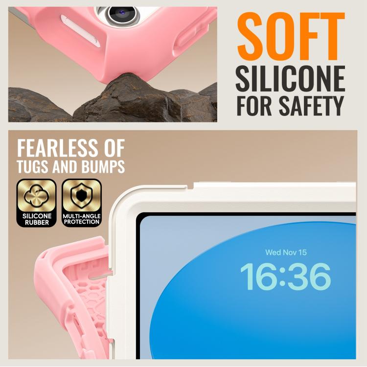 For iPad 2025 / 2022 Silicone Hybrid PC Tablet Case with Holder & Shoulder Strap