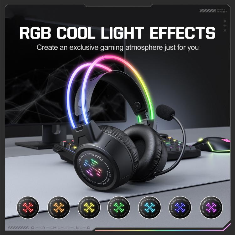 ONIKUMA GT889 Tri-mode RGB Bluetooth 2.4G Wired Gaming Headset - Black