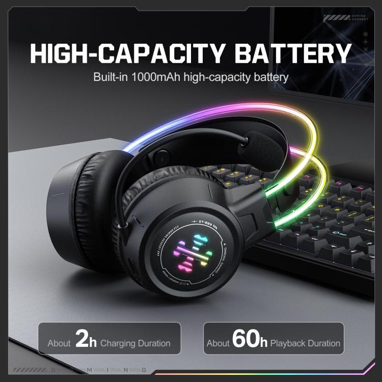 ONIKUMA GT889 Tri-mode RGB Bluetooth 2.4G Wired Gaming Headset - Black