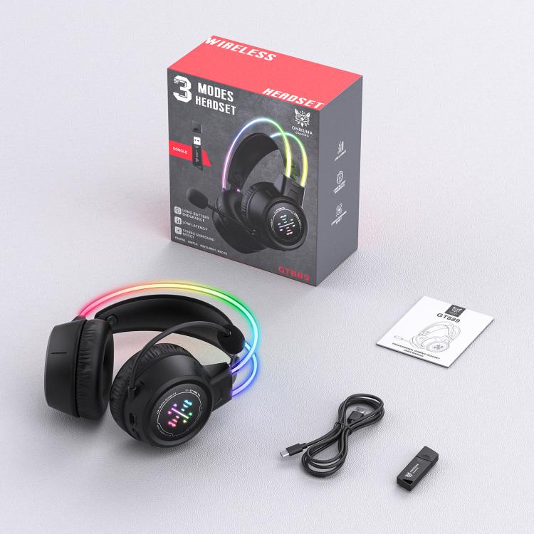 ONIKUMA GT889 Tri-mode RGB Bluetooth 2.4G Wired Gaming Headset - Black