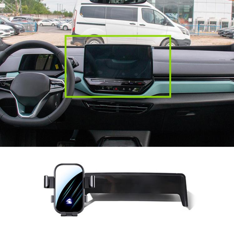 For Volkswagen ID4X CROZZ 21-24 12 inch Car Screen Phone Holder Mount with Extension Arm - Black