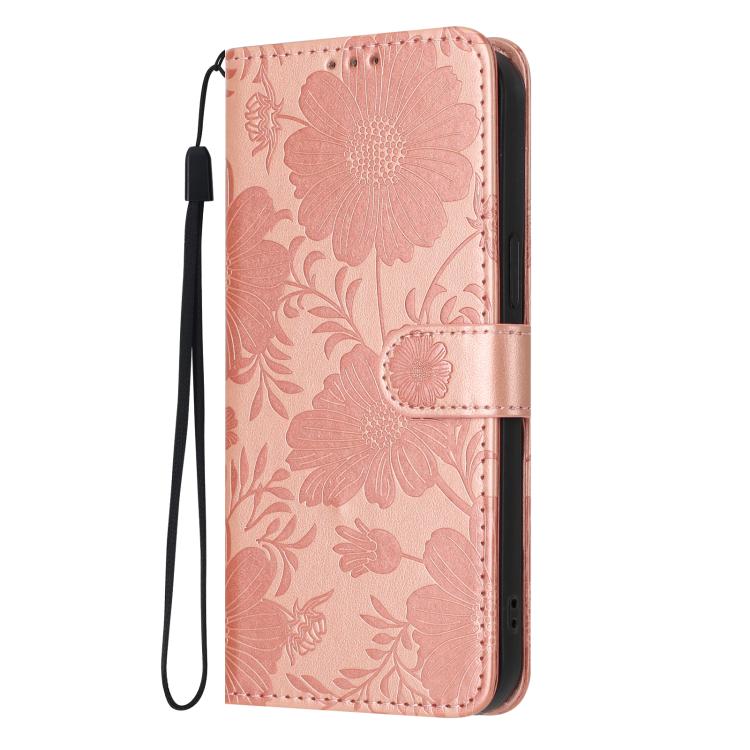 For iPhone Air Sunflower Embossed Vegan Leather Phone Case with Small Black Rope