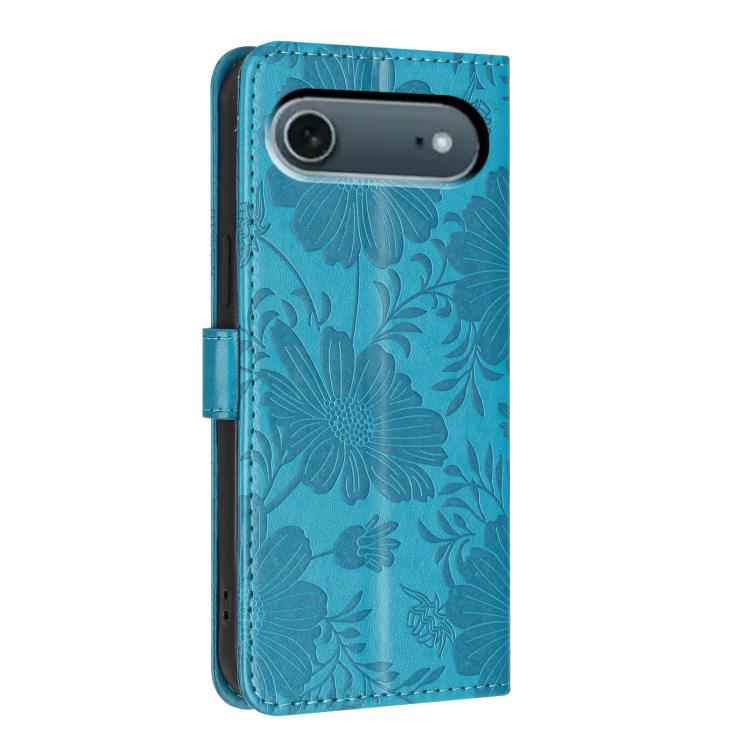 For iPhone Air Sunflower Embossed Vegan Leather Phone Case with Small Black Rope