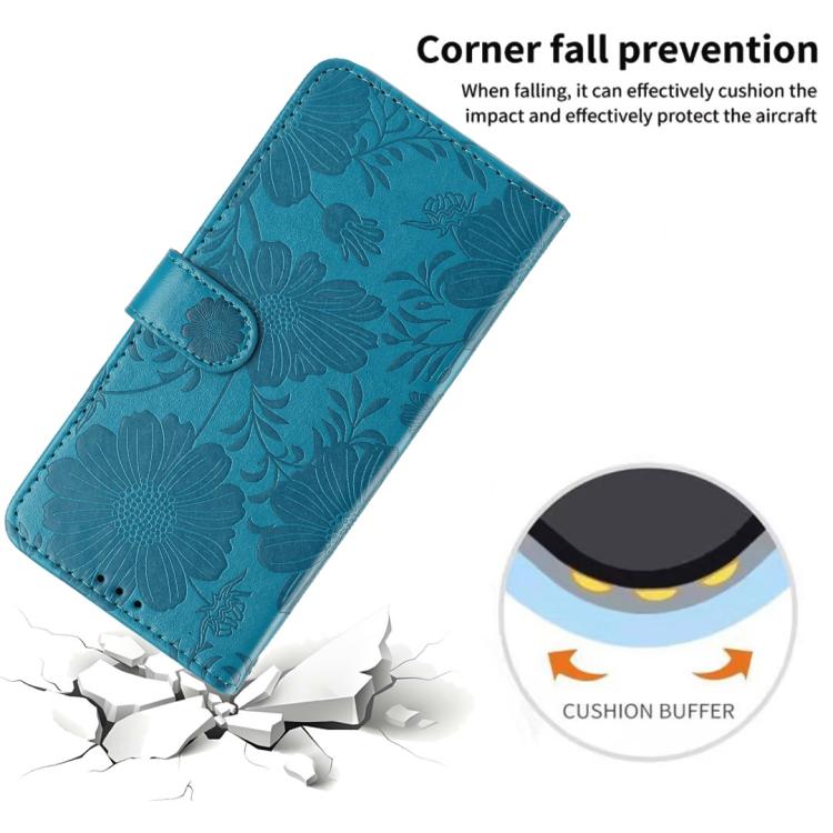 For iPhone 14 Pro Sunflower Embossed Vegan Leather Phone Case with Small Black Rope