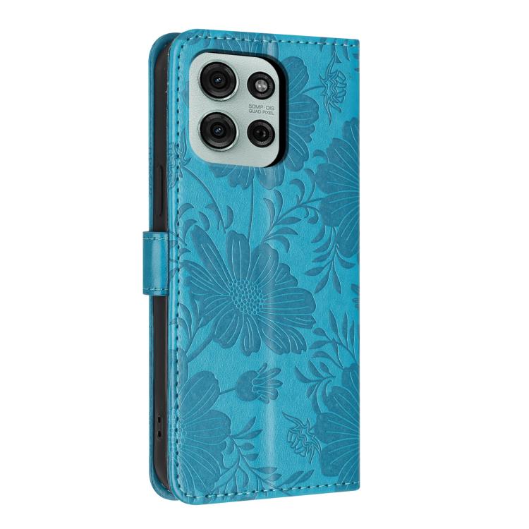 For Motorola Moto G75 5G Sunflower Embossed Vegan Leather Phone Case with Small Black Rope