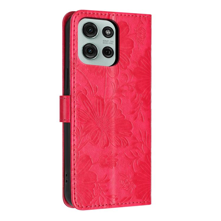 For Motorola Moto G75 5G Sunflower Embossed Vegan Leather Phone Case with Small Black Rope