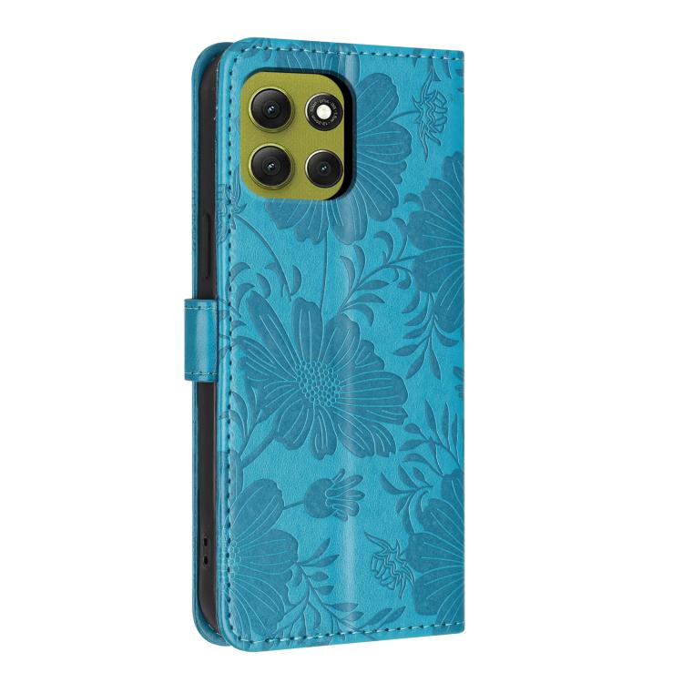 For Motorola Moto G86 5G Sunflower Embossed Vegan Leather Phone Case with Small Black Rope