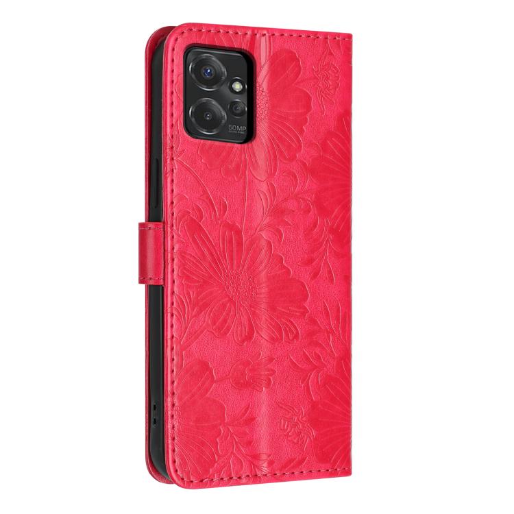 For Motorola Moto G Power 5G 2026 Sunflower Embossed Vegan Leather Phone Case with Small Black Rope