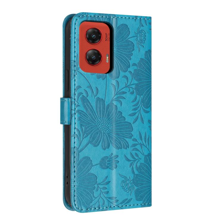 For Motorola Moto G Stylus 5G 2024 Sunflower Embossed Vegan Leather Phone Case with Small Black Rope