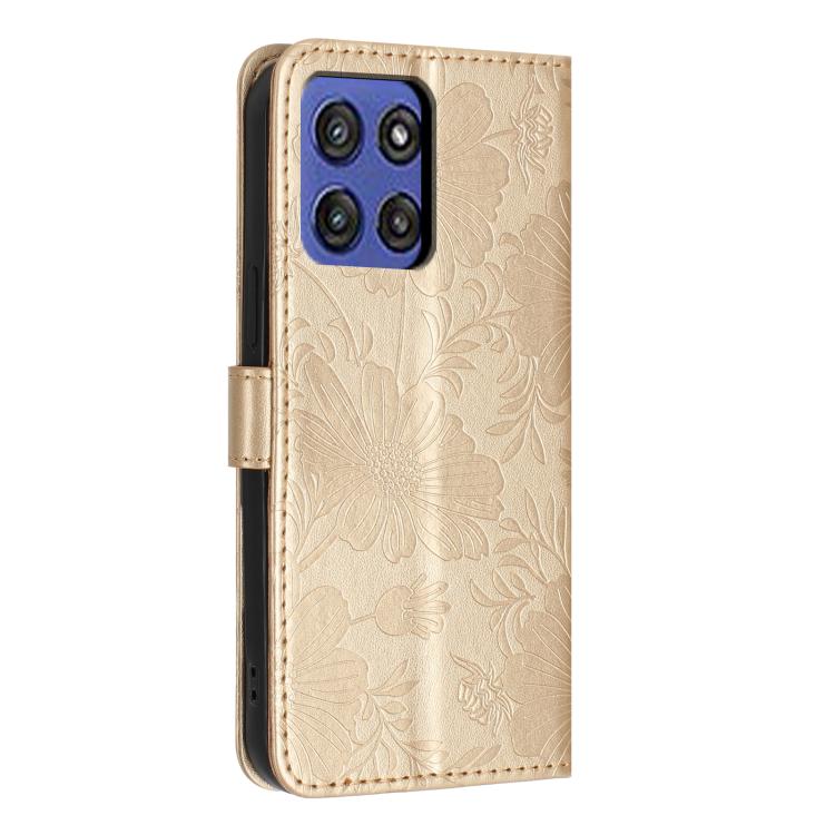 For Motorola Moto G Stylus 5G 2025 Sunflower Embossed Vegan Leather Phone Case with Small Black Rope
