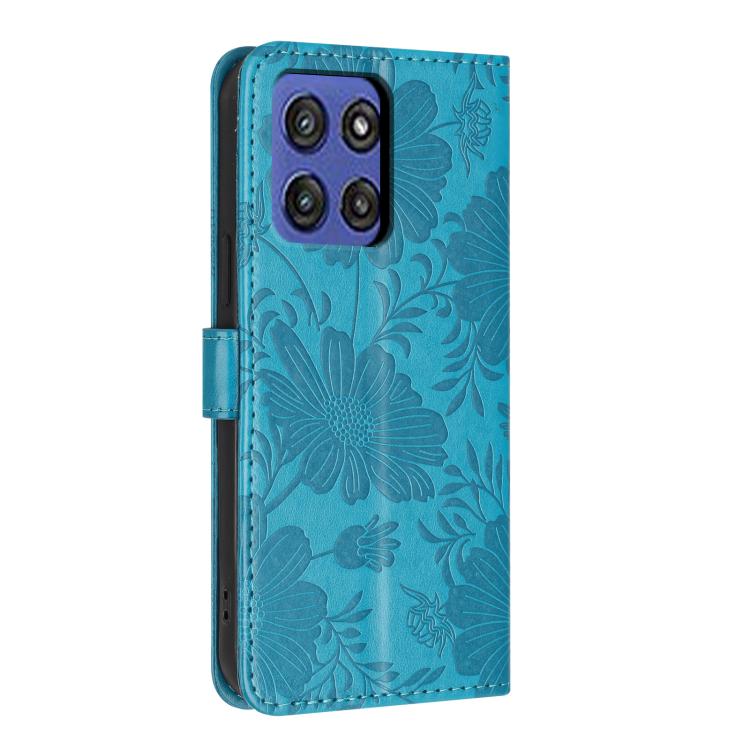 For Motorola Moto G Stylus 5G 2025 Sunflower Embossed Vegan Leather Phone Case with Small Black Rope