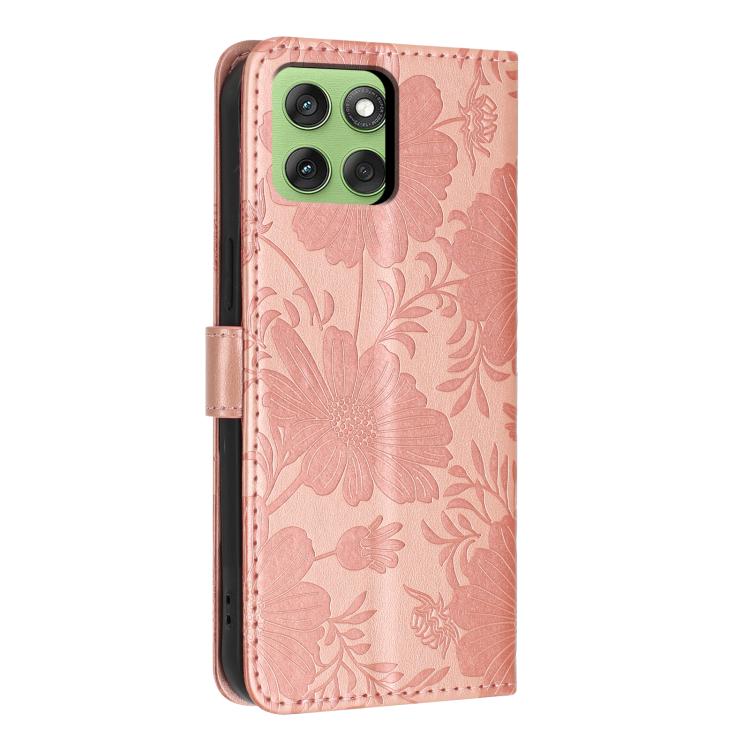 For Motorola Edge 60 Sunflower Embossed Vegan Leather Phone Case with Small Black Rope