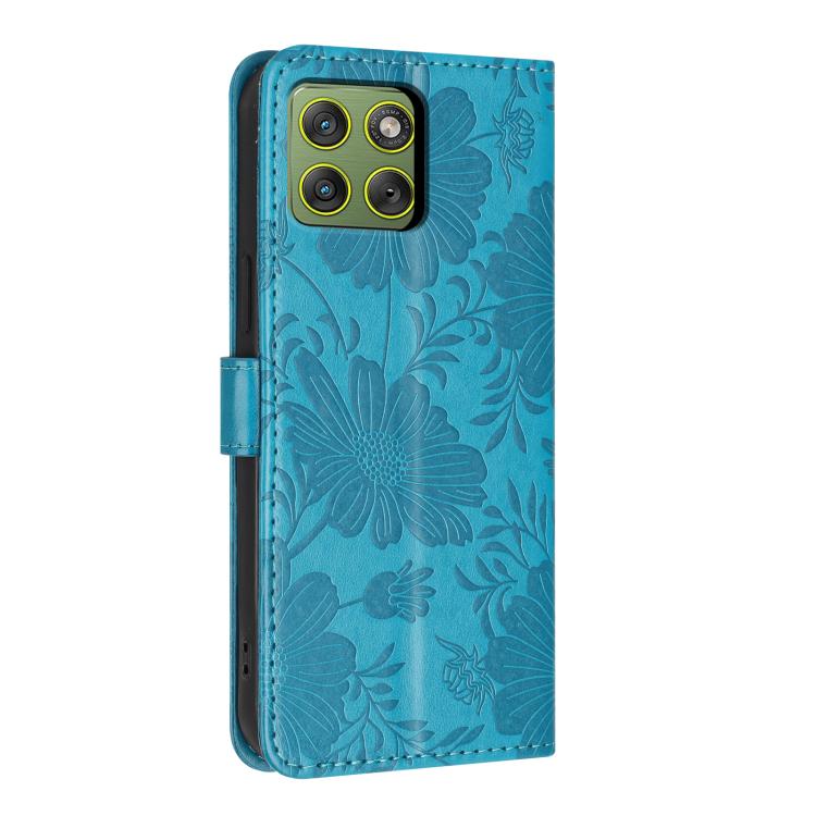 For Motorola Edge 70 5G Sunflower Embossed Vegan Leather Phone Case with Small Black Rope