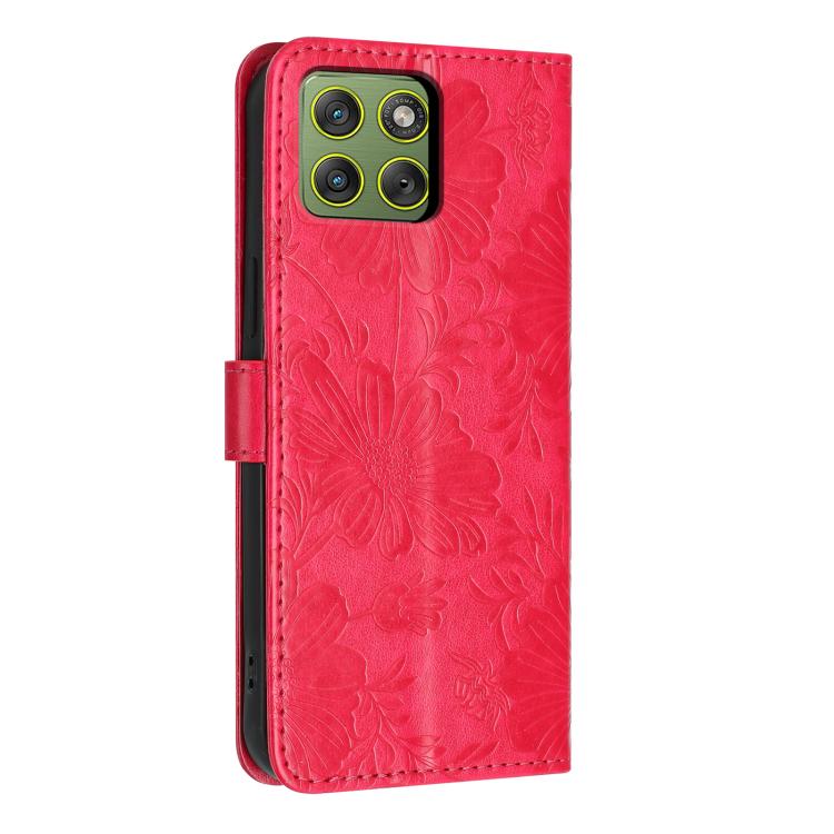 For Motorola Edge 70 5G Sunflower Embossed Vegan Leather Phone Case with Small Black Rope