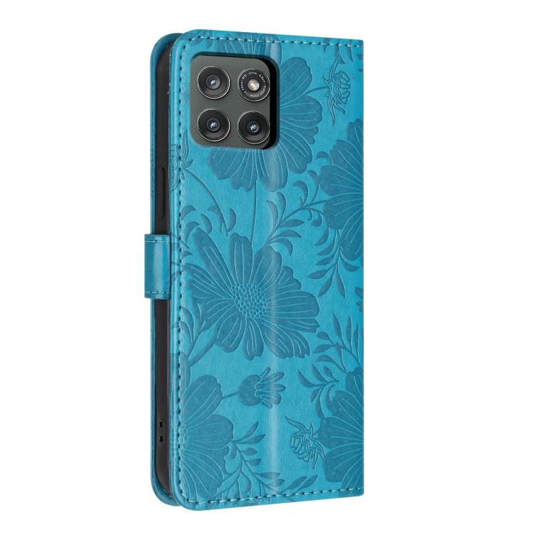 For Motorola Edge 5G 2025 Sunflower Embossed Vegan Leather Phone Case with Small Black Rope
