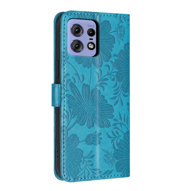 For Motorola Edge 50 Pro Sunflower Embossed Vegan Leather Phone Case with Small Black Rope