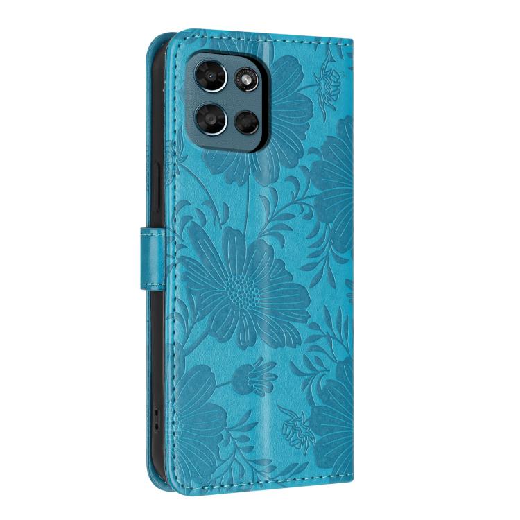 For Motorola Moto G Play 5G 2026 Sunflower Embossed Vegan Leather Phone Case with Small Black Rope