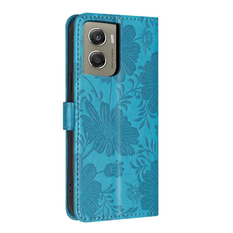For Motorola Moto G06 / G06 Power 4G Sunflower Embossed Vegan Leather Phone Case with Small Black Rope