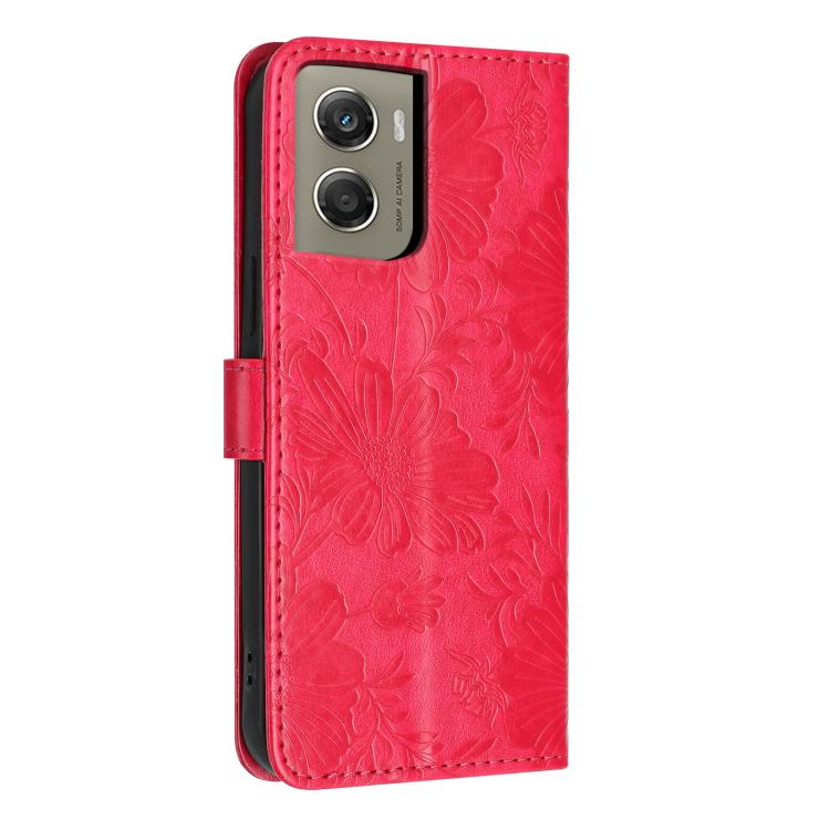 For Motorola Moto G06 / G06 Power 4G Sunflower Embossed Vegan Leather Phone Case with Small Black Rope