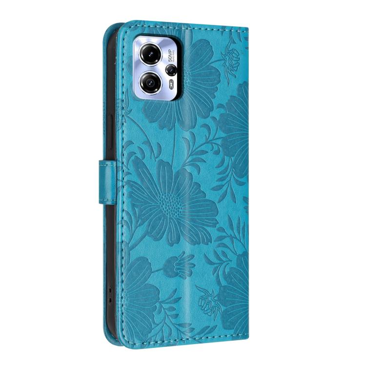 For Motorola Moto G13 / G23 Sunflower Embossed Vegan Leather Phone Case with Small Black Rope