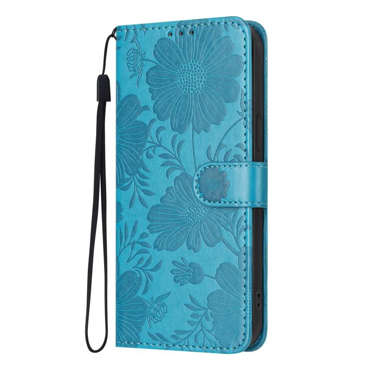 For Google Pixel 7a Sunflower Embossed Vegan Leather Phone Case with Small Black Rope