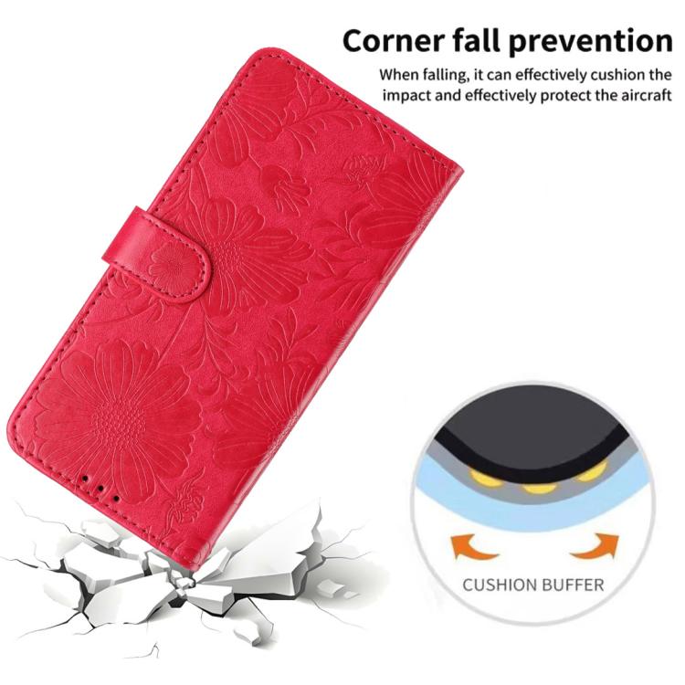 For Google Pixel 7a Sunflower Embossed Vegan Leather Phone Case with Small Black Rope