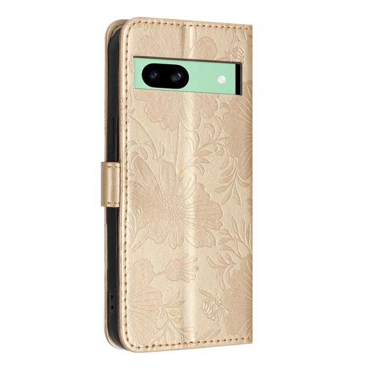 For Google Pixel 8a Sunflower Embossed Vegan Leather Phone Case with Small Black Rope