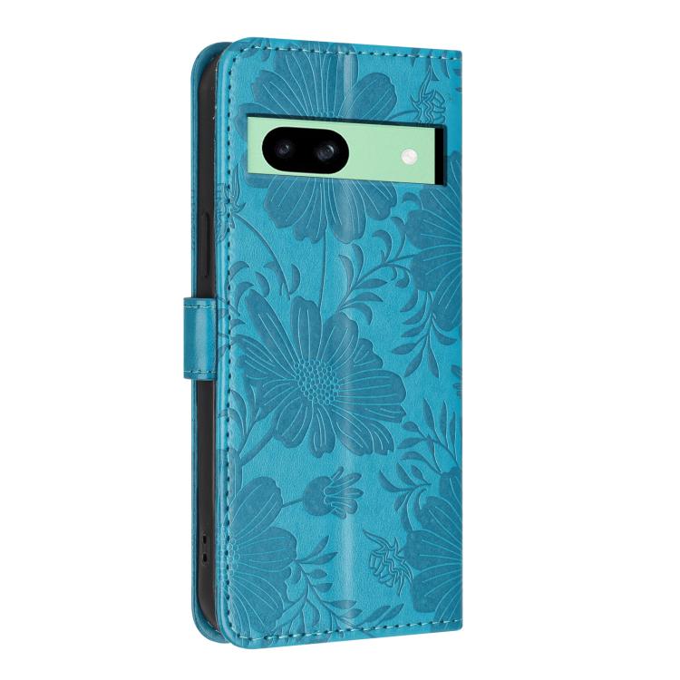 For Google Pixel 8a Sunflower Embossed Vegan Leather Phone Case with Small Black Rope