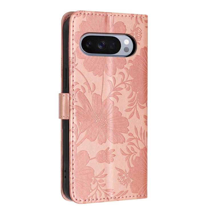 For Google Pixel 10 / 10 Pro Sunflower Embossed Vegan Leather Phone Case with Small Black Rope