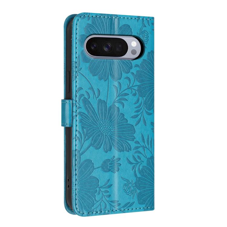 For Google Pixel 10 / 10 Pro Sunflower Embossed Vegan Leather Phone Case with Small Black Rope