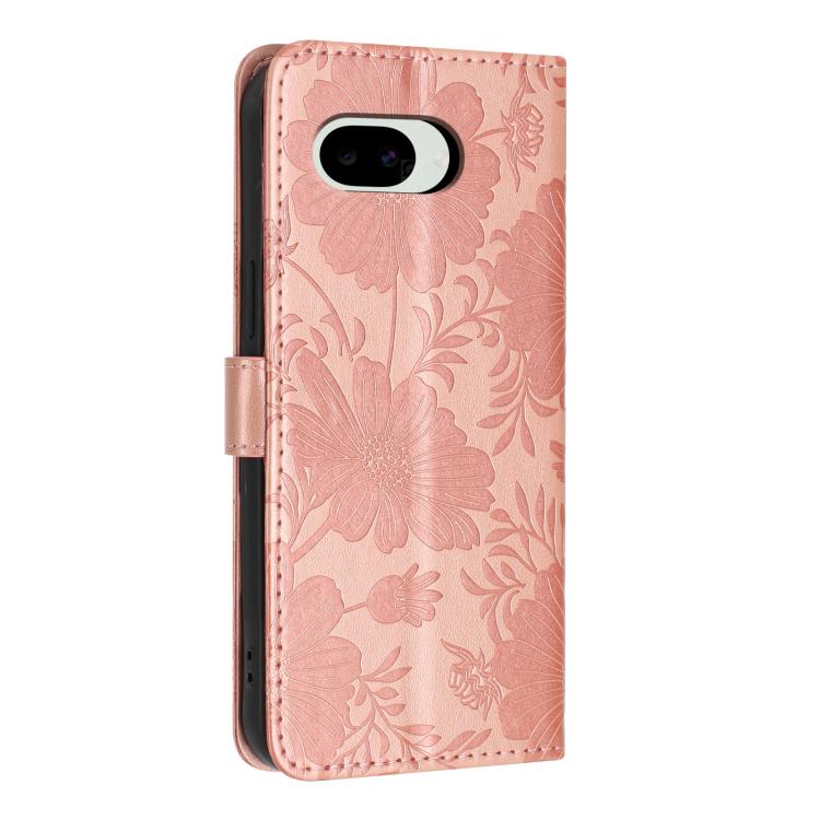 For Google Pixel 10a Sunflower Embossed Vegan Leather Phone Case with Small Black Rope