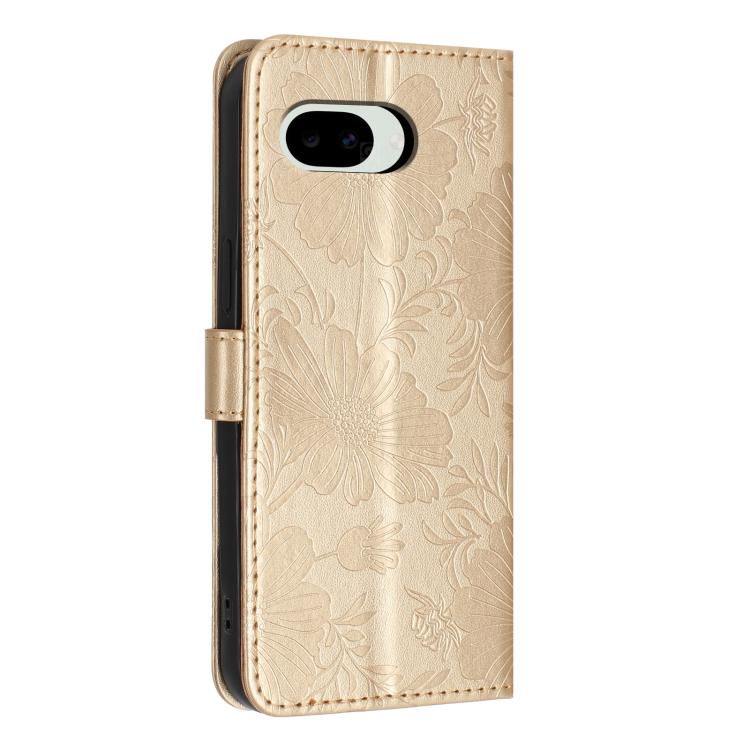 For Google Pixel 10a Sunflower Embossed Vegan Leather Phone Case with Small Black Rope