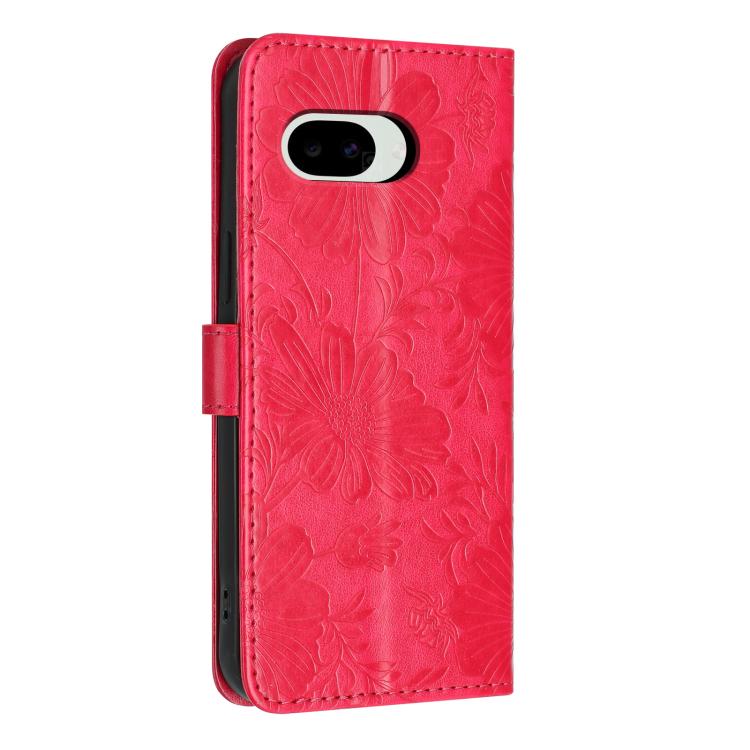 For Google Pixel 10a Sunflower Embossed Vegan Leather Phone Case with Small Black Rope