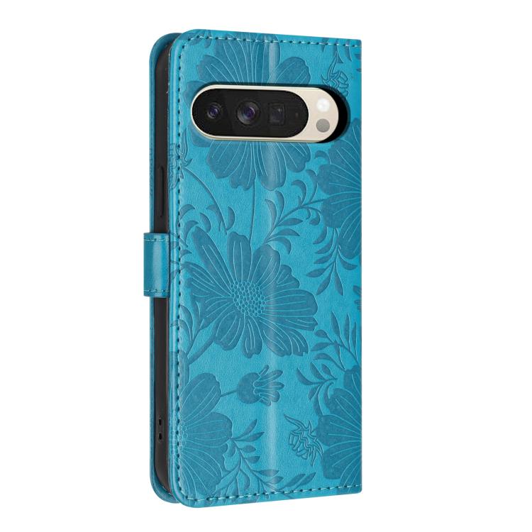 For Google Pixel 10 Pro XL Sunflower Embossed Vegan Leather Phone Case with Small Black Rope