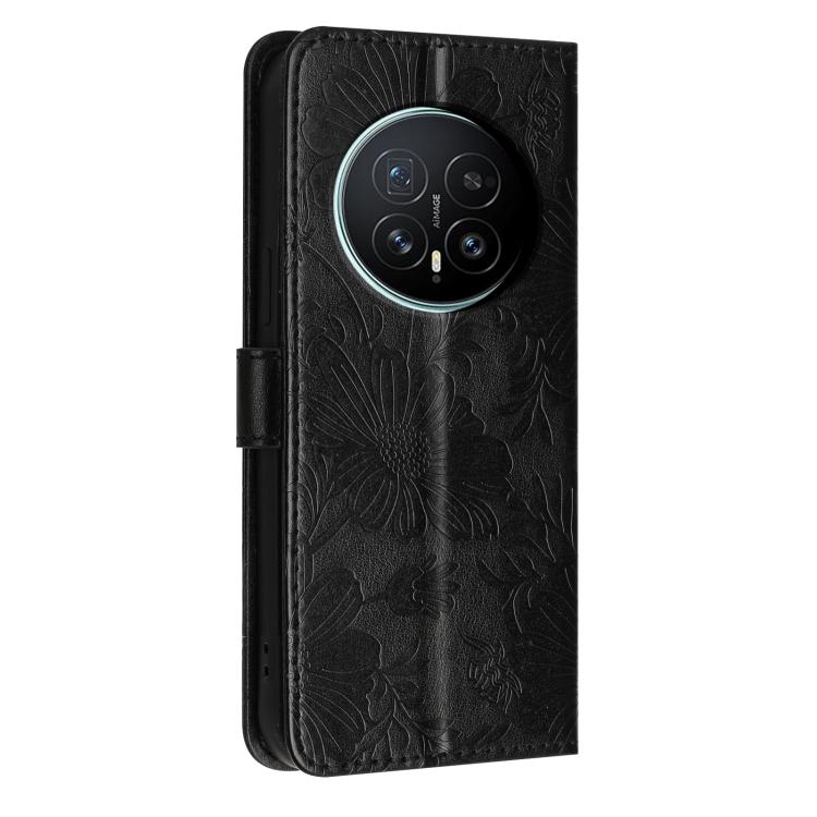 For Honor Magic8 Sunflower Embossed Leather Phone Case with Small Black Rope
