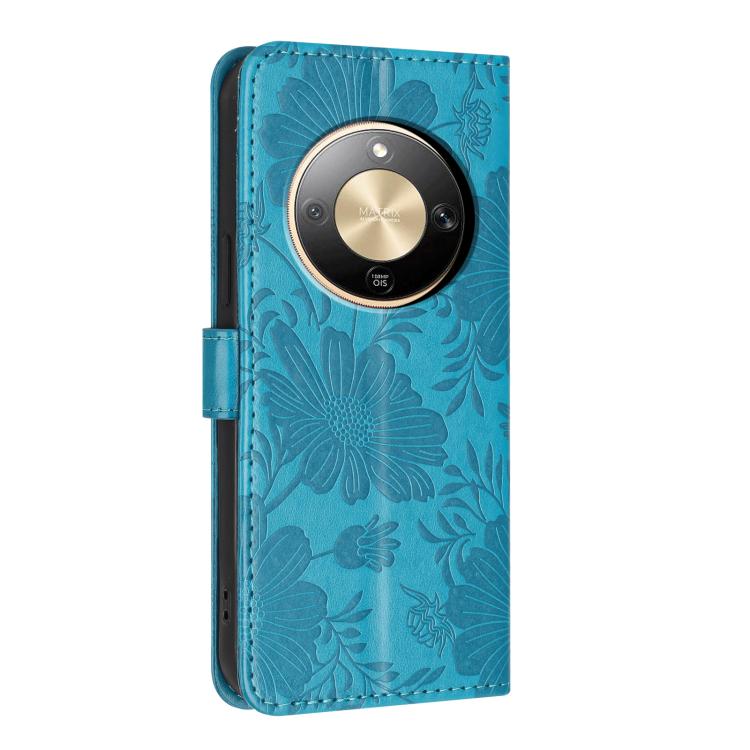 For Honor X9d 5G Sunflower Embossed Leather Phone Case with Small Black Rope