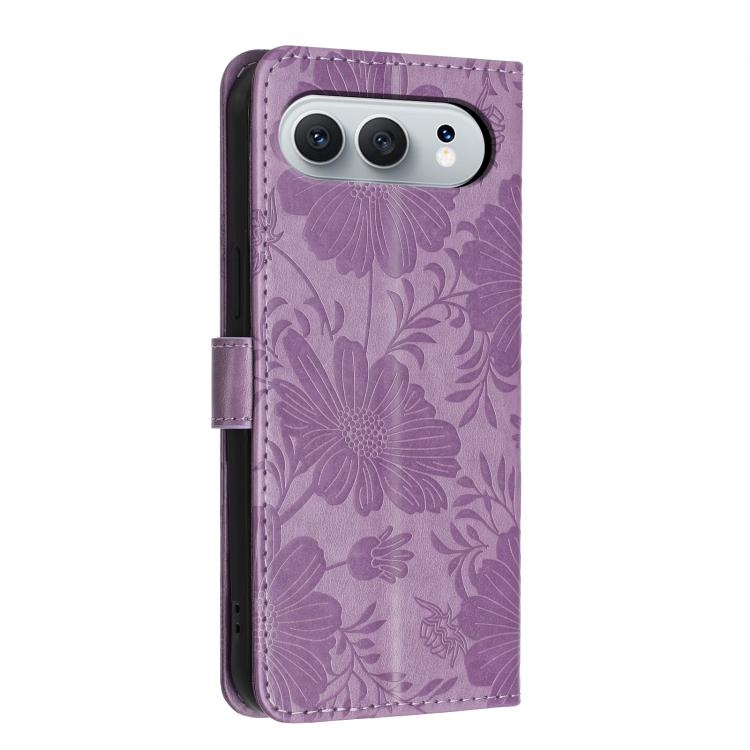 For Honor 500 5G Global 155.8mm Sunflower Embossed Leather Phone Case with Small Black Rope