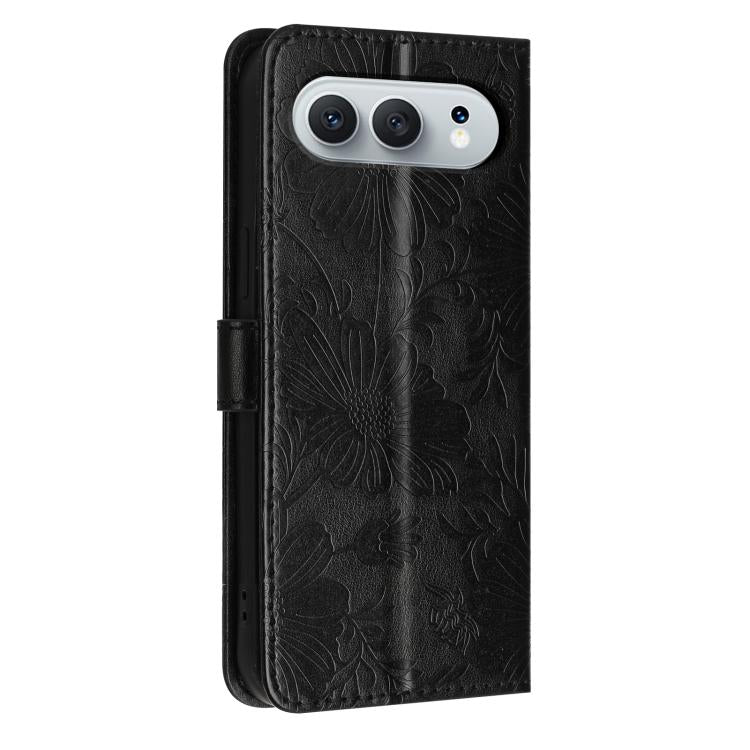 For Honor 500 5G Global 155.8mm Sunflower Embossed Leather Phone Case with Small Black Rope