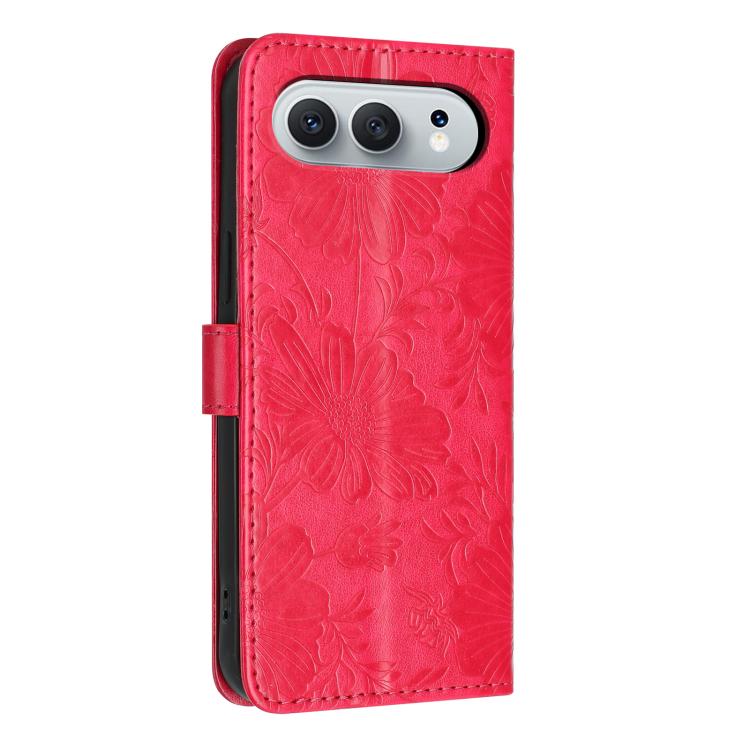 For Honor 500 5G Global 155.8mm Sunflower Embossed Leather Phone Case with Small Black Rope