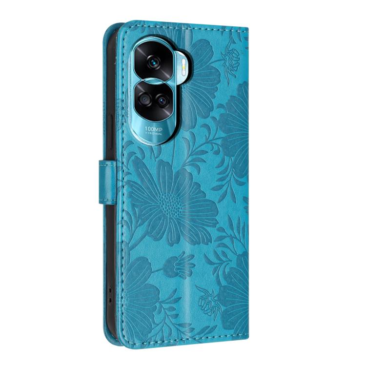 For Honor 90 Lite Sunflower Embossed Leather Phone Case with Small Black Rope