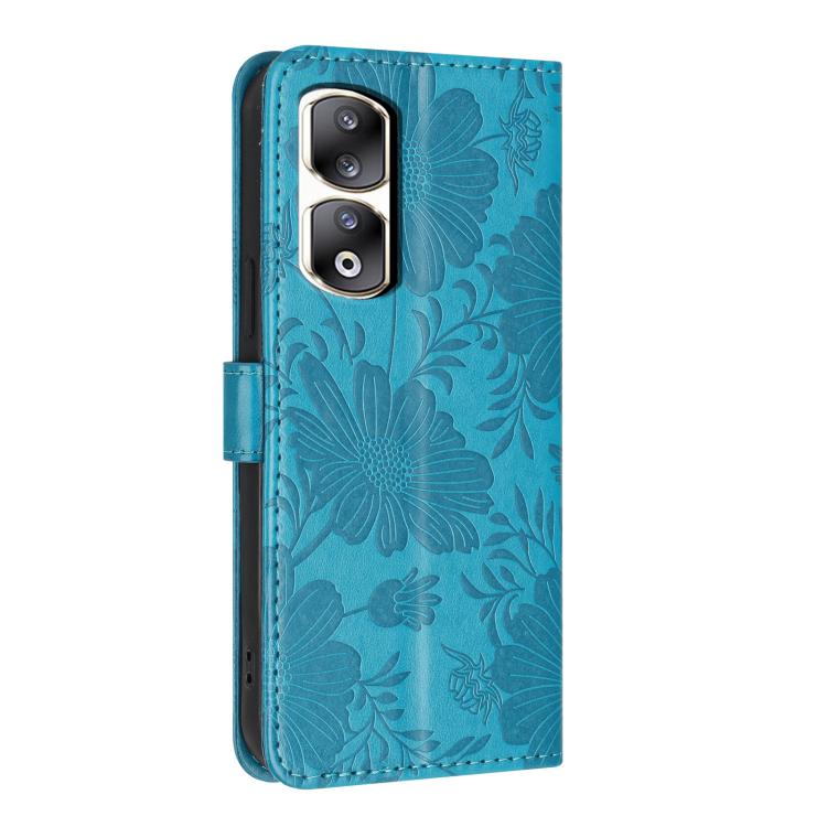 For Honor 90 Pro Sunflower Embossed Leather Phone Case with Small Black Rope