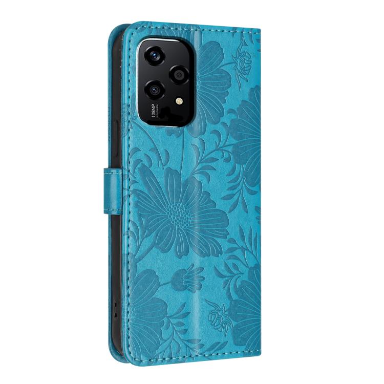 For Honor 200 Lite Global Sunflower Embossed Leather Phone Case with Small Black Rope