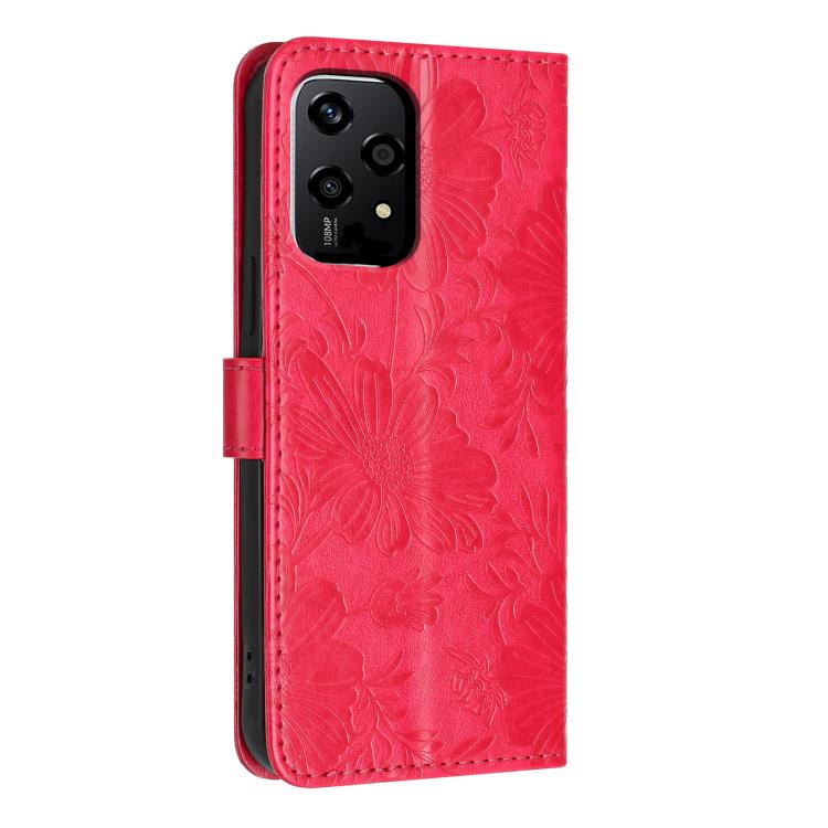 For Honor 200 Lite Global Sunflower Embossed Leather Phone Case with Small Black Rope