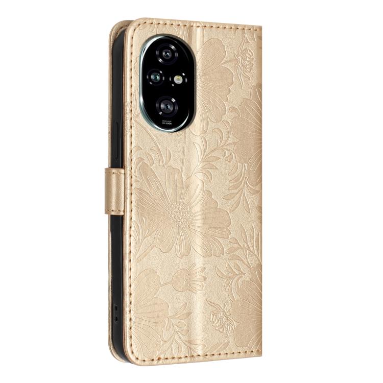 For Honor 200 Pro Sunflower Embossed Leather Phone Case with Small Black Rope