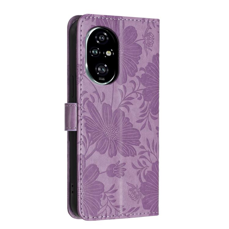 For Honor 200 Pro Sunflower Embossed Leather Phone Case with Small Black Rope